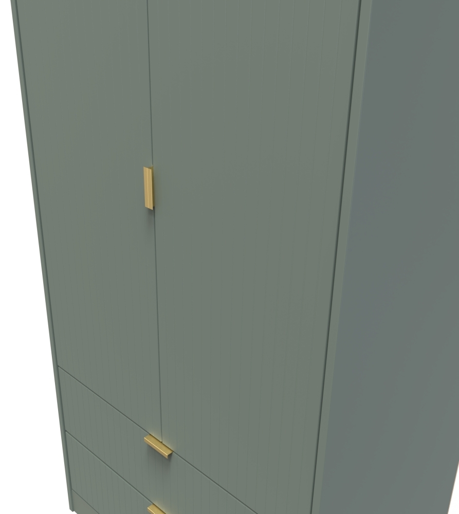 Linear Wardrobe - 2 Door - 2 Drawer - Tall - Green