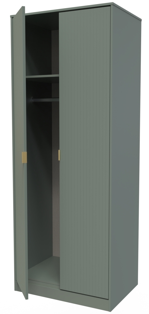 Linear Wardrobe - 2 Door - Plain - Tall - Green