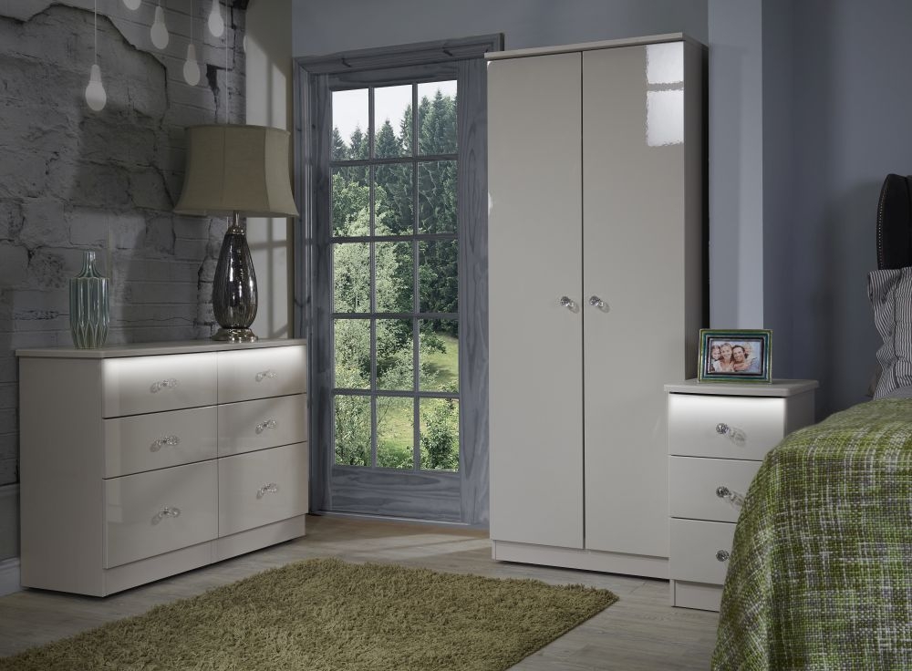 Lumiere Wardrobe - 2 Door - Plain - Cashmere