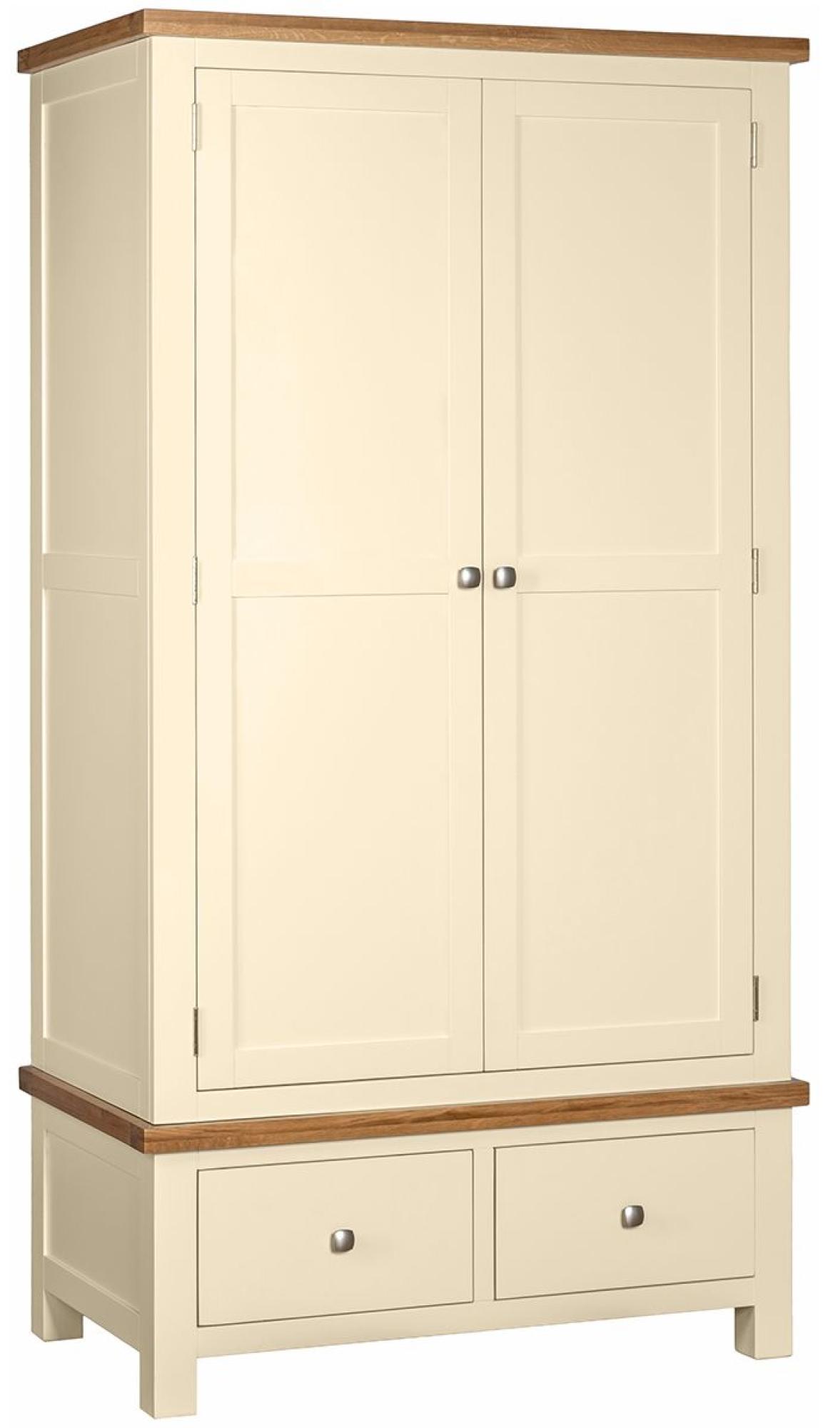Lundy Wardrobe - 2 Door - 2 Drawer - Ivory Painted