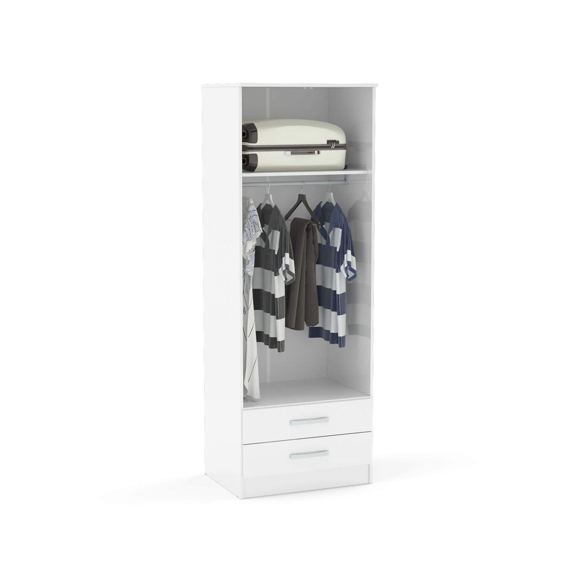 Lynx Double Wardrobe - 2 Door 2 Drawer - White Gloss