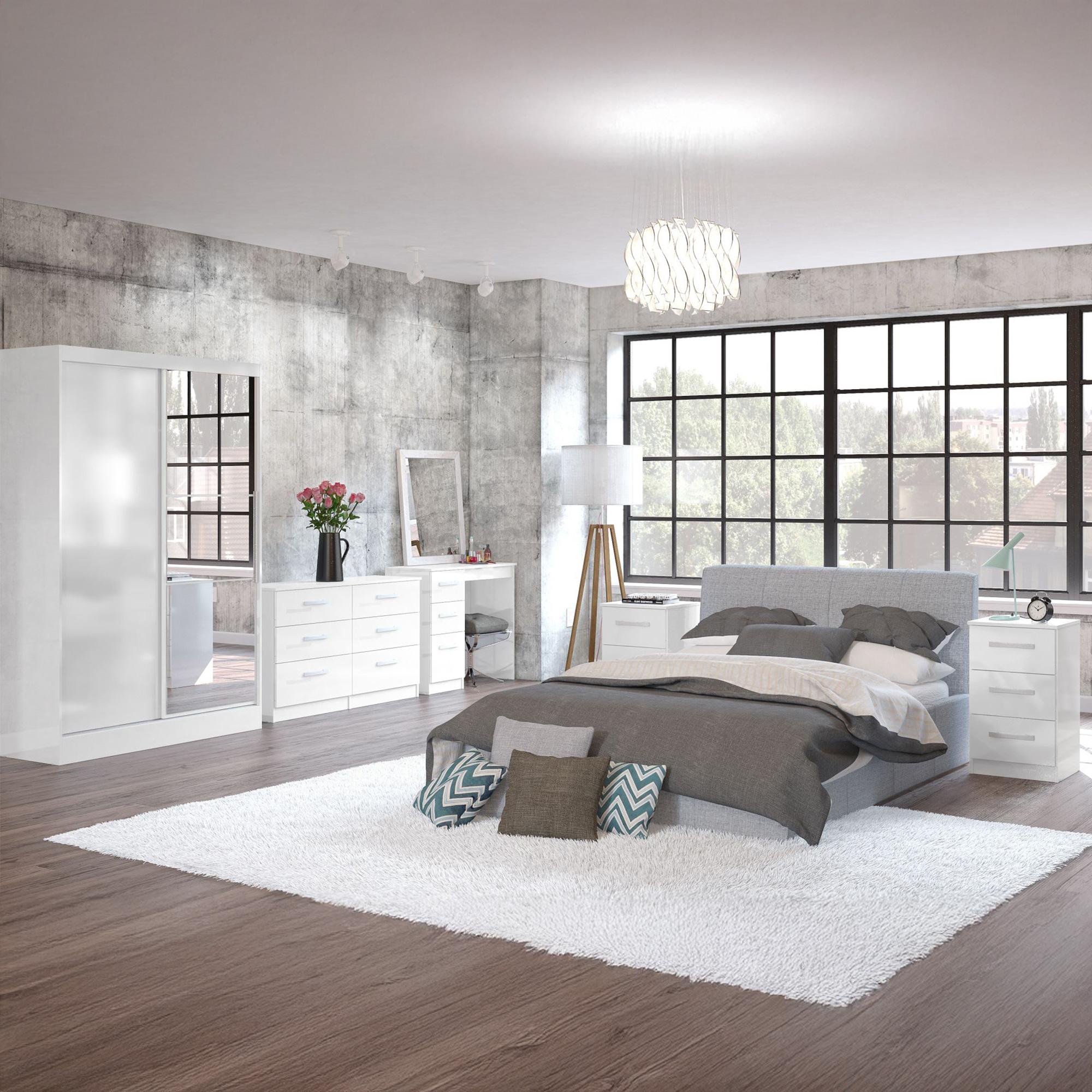 Lynx Sliding Mirror Wardrobe - 2 Door - White Gloss