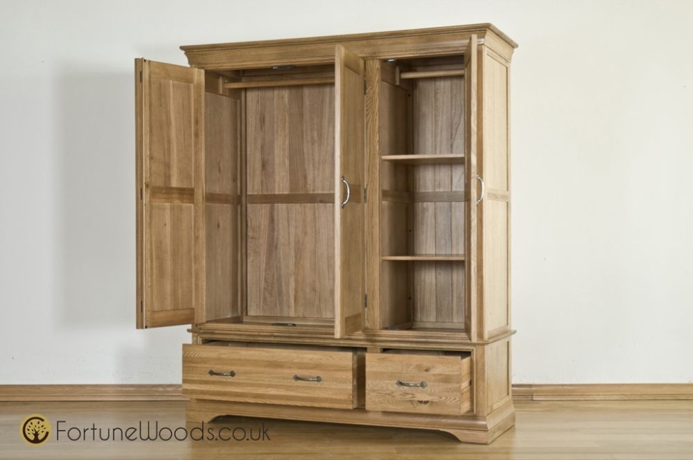 Lyon Wardrobe - 3 Door - 2 Drawer - Oak