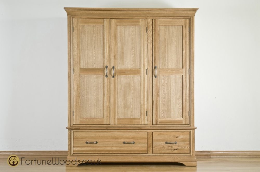 Lyon Wardrobe - 3 Door - 2 Drawer - Oak