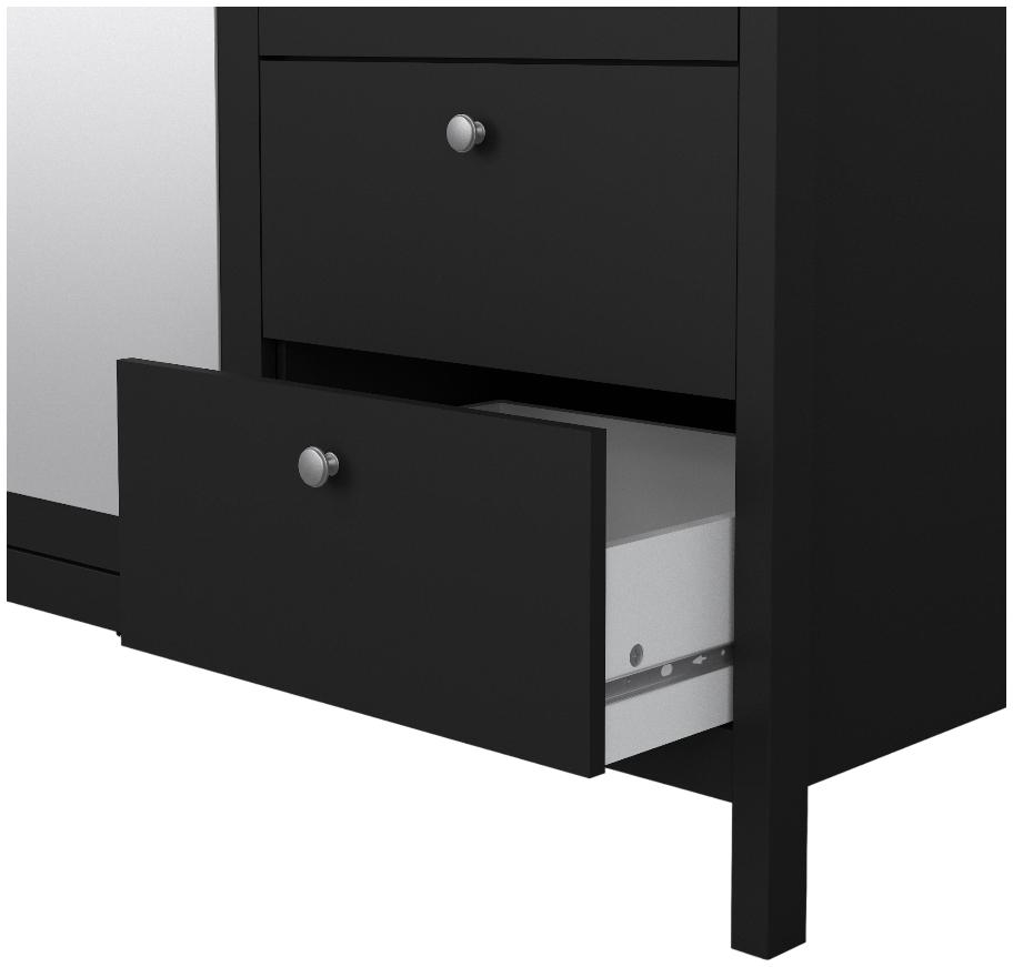 Madrid Wardrobe - 3 Door - 2 Drawer - Combi - Black