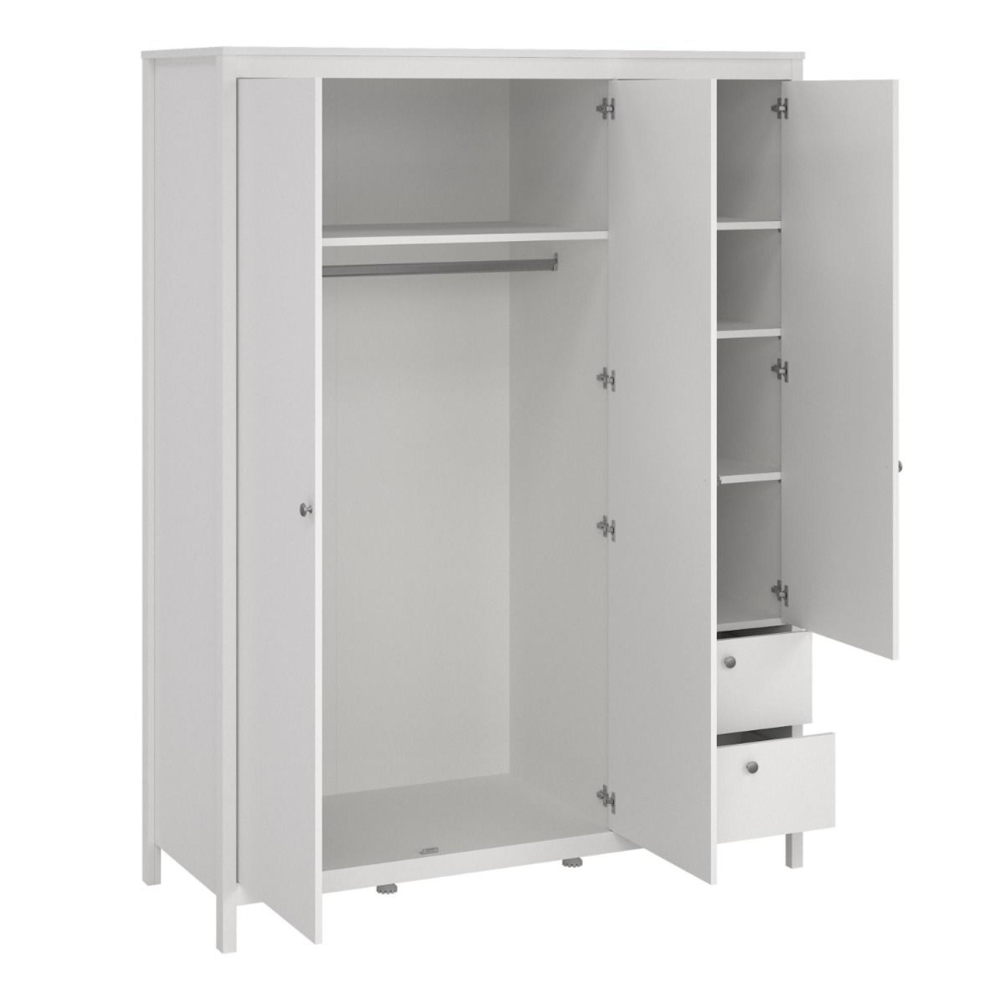 Madrid Wardrobe - 3 Door - 2 Drawer - Combi - White