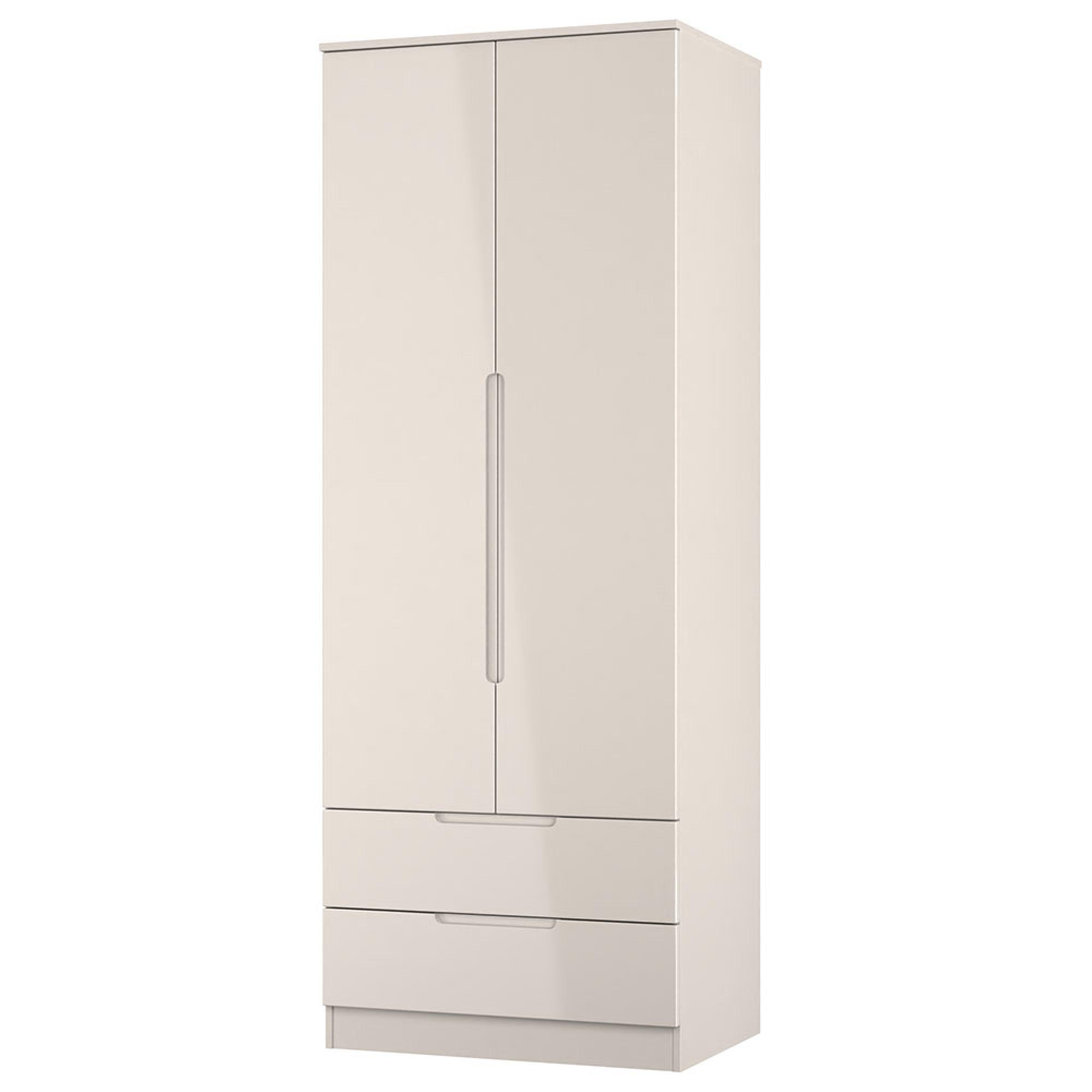 Milan Wardrobe - 2 Door - 2 Drawer - Double - Cashmere Gloss
