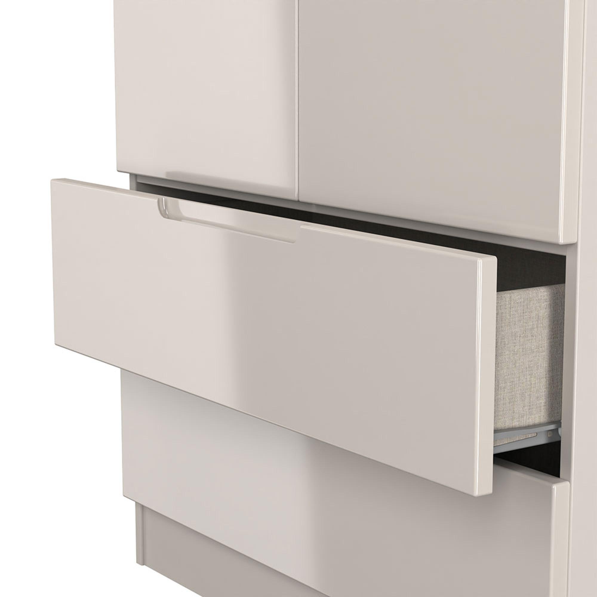 Milan Wardrobe - 2 Door - 2 Drawer - Double - Cashmere Gloss