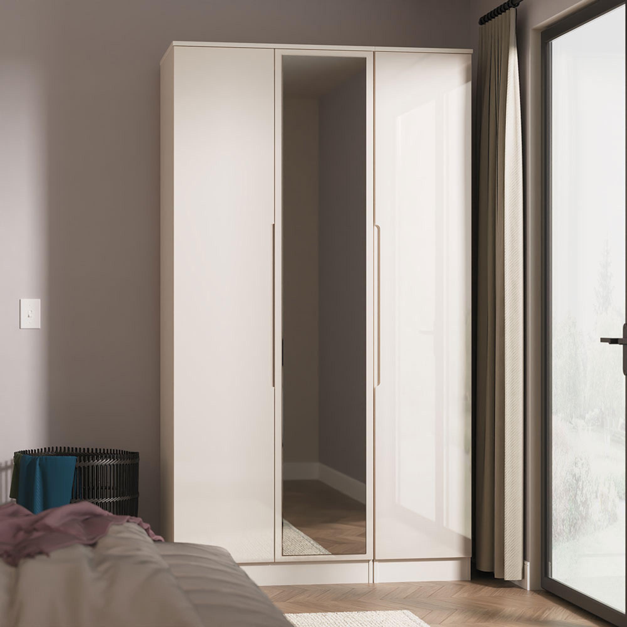 Milan Cashmere Gloss 3 Door Tall Triple Wardrobe - 1 Mirror