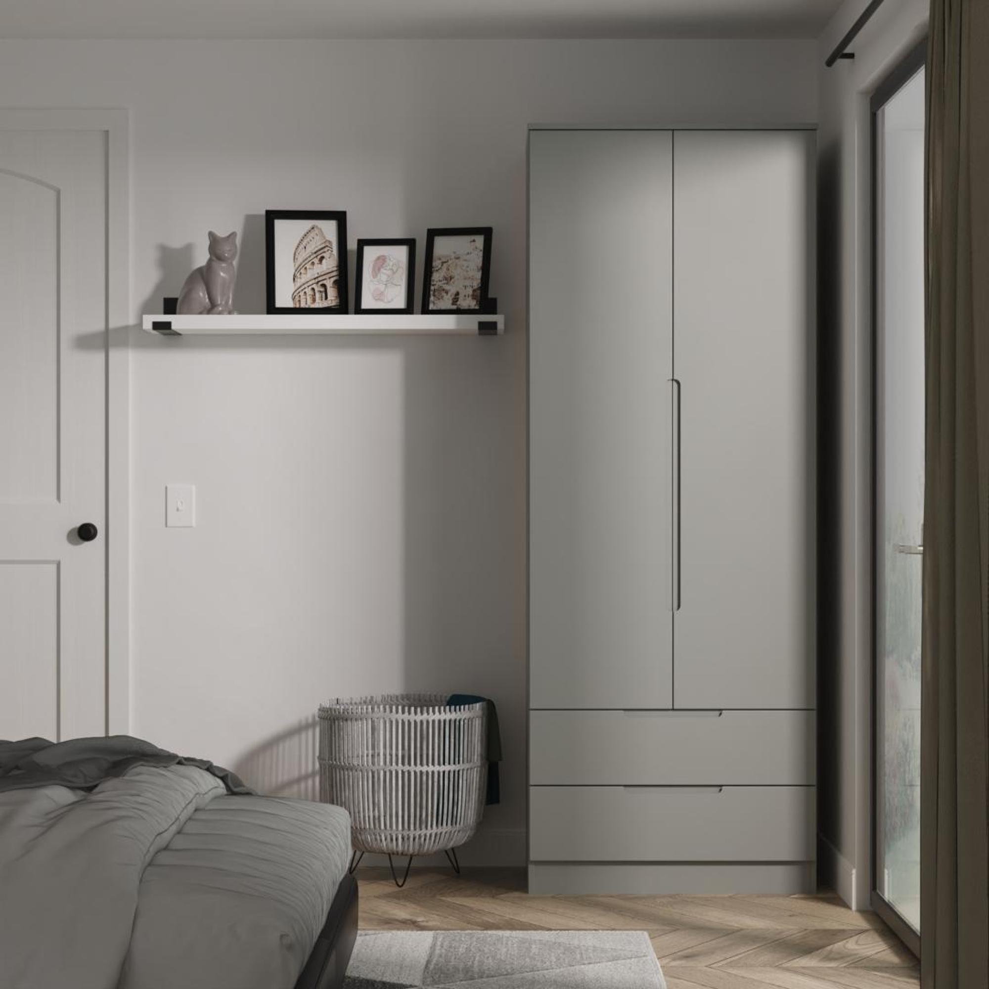 Milan Wardrobe - 2 Door - 2 Drawer - Double - Grey