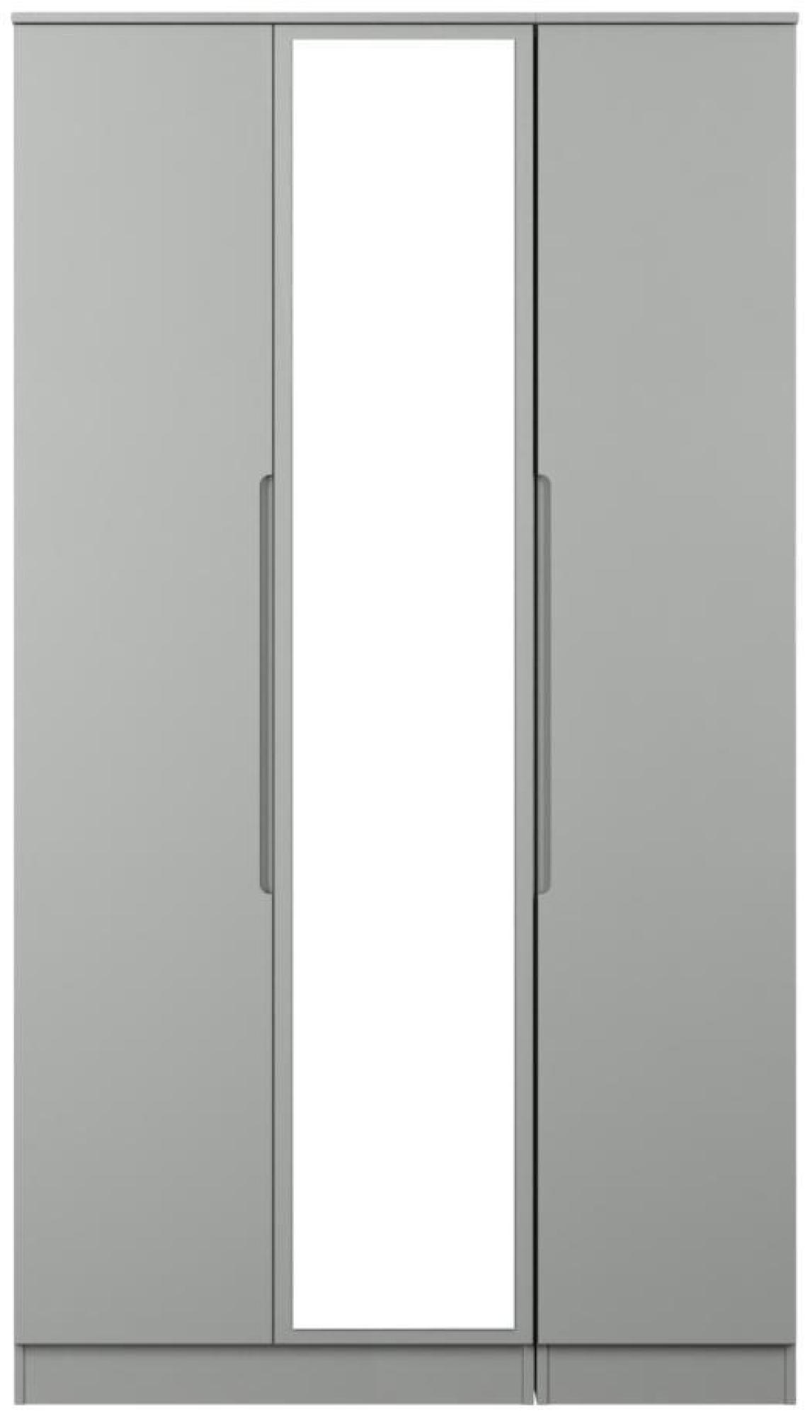 Milan Grey 3 Door Tall Triple Wardrobe - 1 Mirror