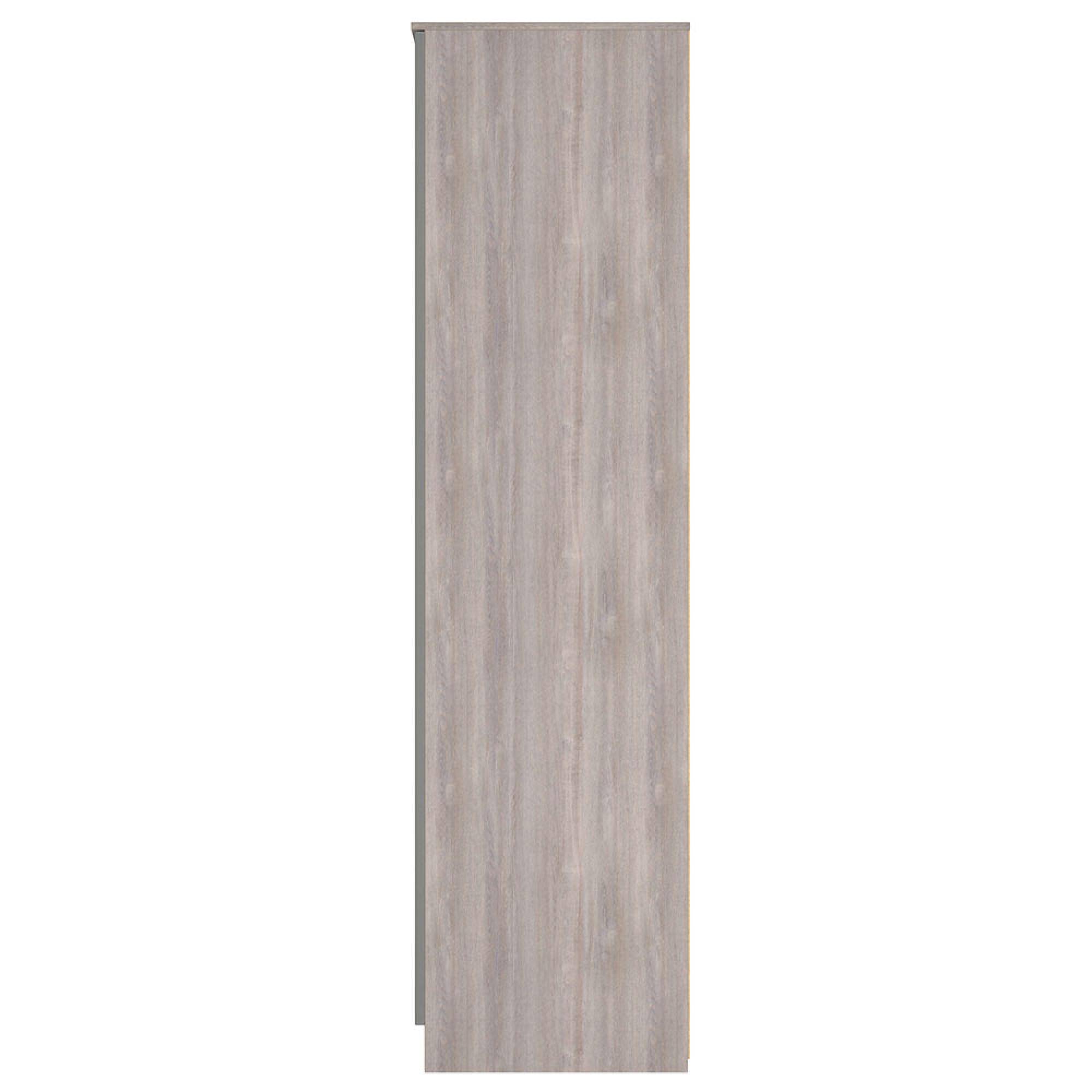 Milan Wardrobe - 3 Door - 1 Mirror - Tall - Triple - Grey Gloss and Grey Oak