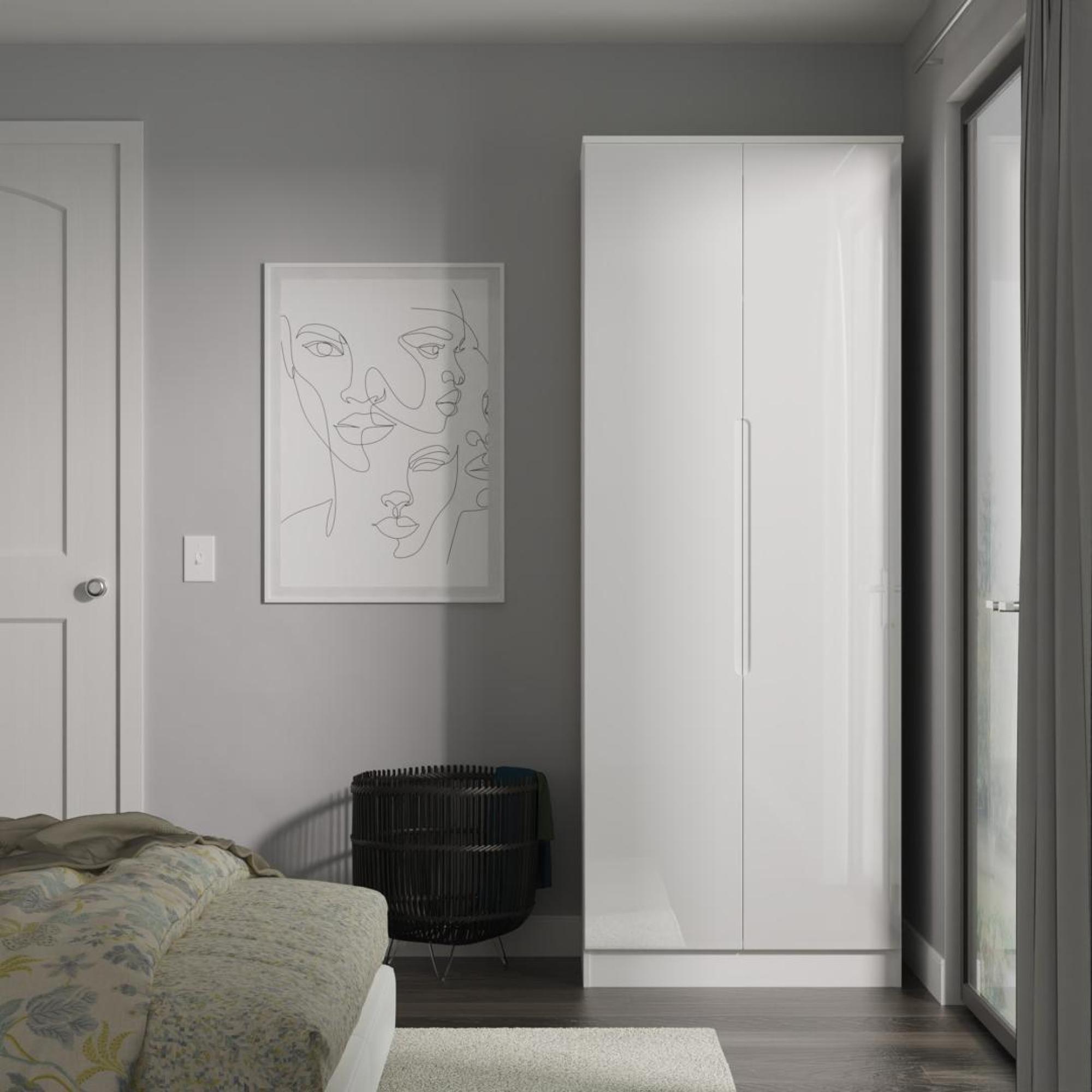 Milan Wardrobe - 2 Door - Plain - Tall - White Gloss