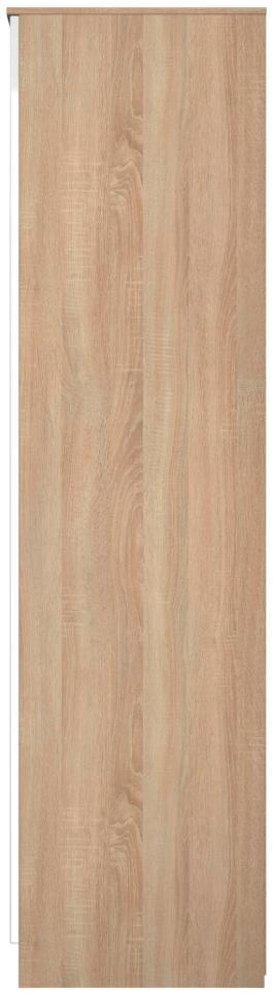 Milan Wardrobe - 3 Door - 1 Mirror - Tall - Triple - White Gloss and Oak