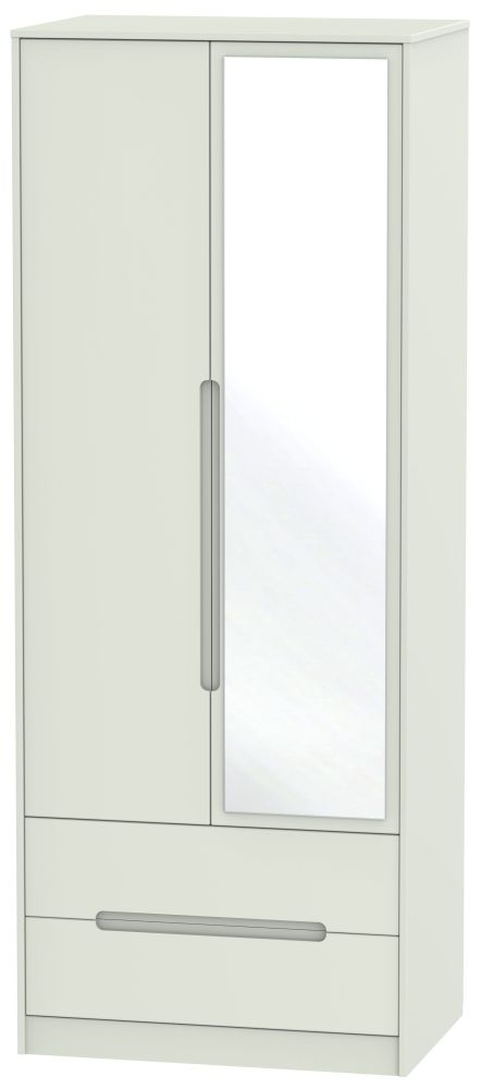 Monaco Cashmere 2 Door Tall Combi Wardrobe - 1 Mirror
