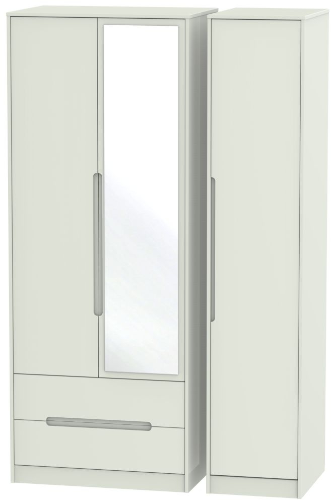 Monaco Cashmere 3 Door Tall Combi Wardrobe - 1 Mirror and LHF 2 Drawers