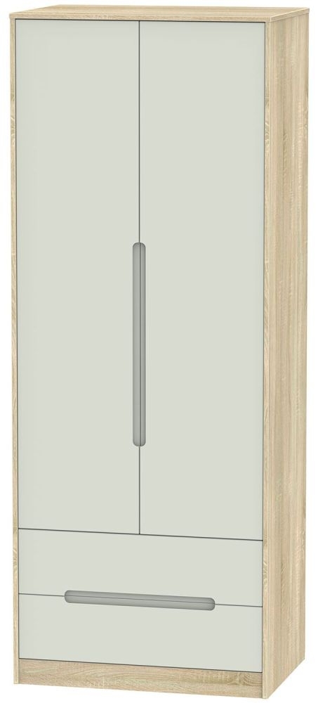 Monaco Cashmere and Oak Effect 2 Door 2 Drawer Tall Wardrobe