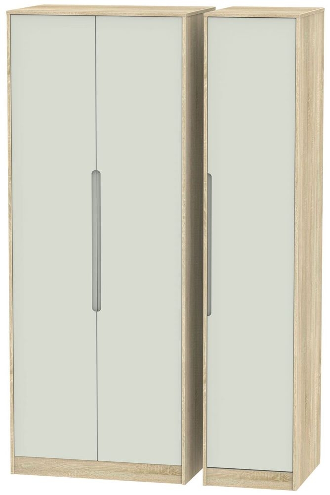Monaco Cashmere and Oak Effect 3 Door Tall Triple Wardrobe