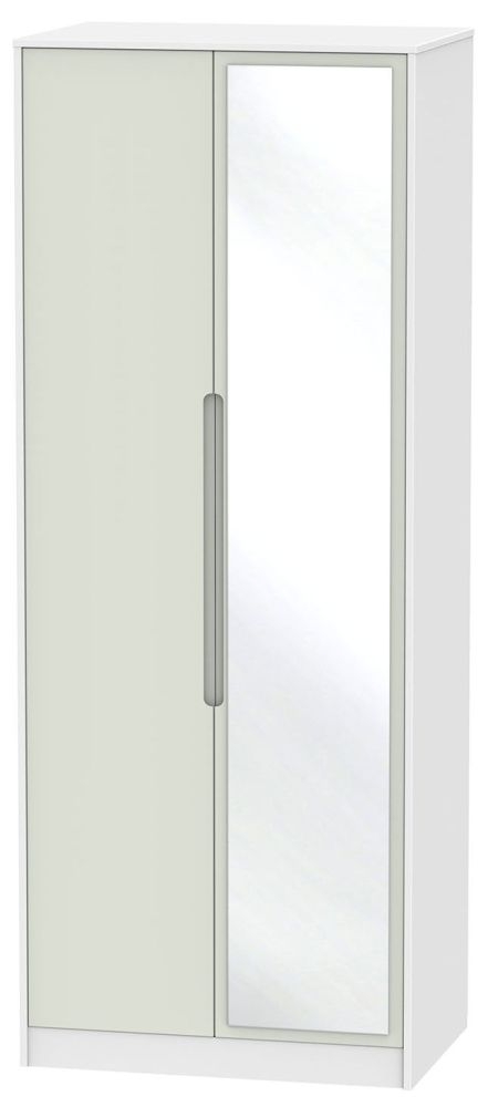 Monaco Cashmere and White 2 Door Tall Wardrobe - 1 Mirror