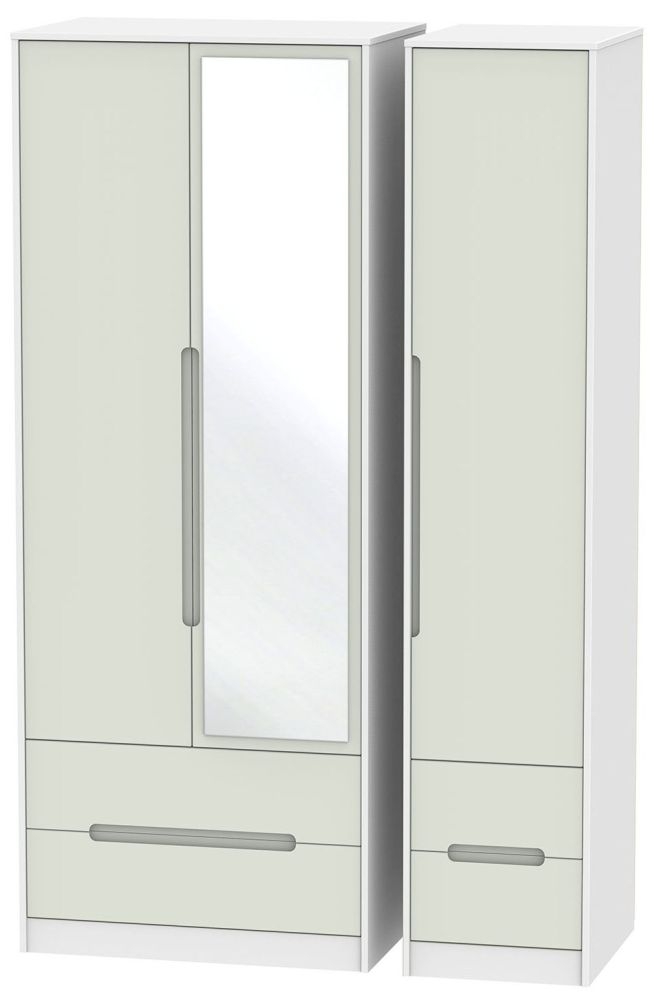 Monaco Cashmere and White 3 Door Tall Combi Wardrobe - 1 Mirror