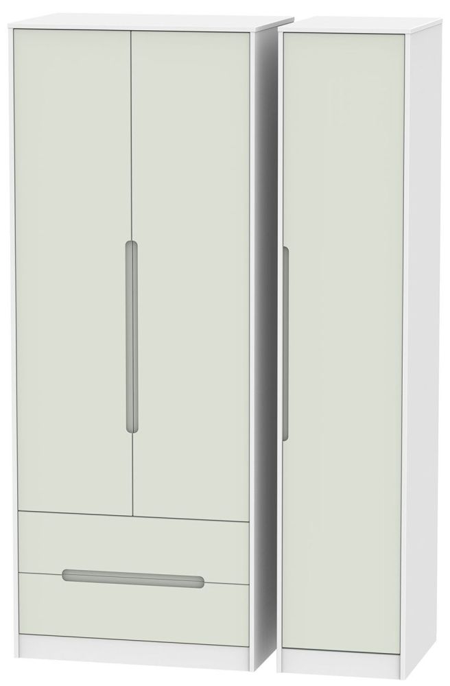 Monaco Cashmere and White 3 Door Tall Triple Wardrobe - LHF 2 Drawers