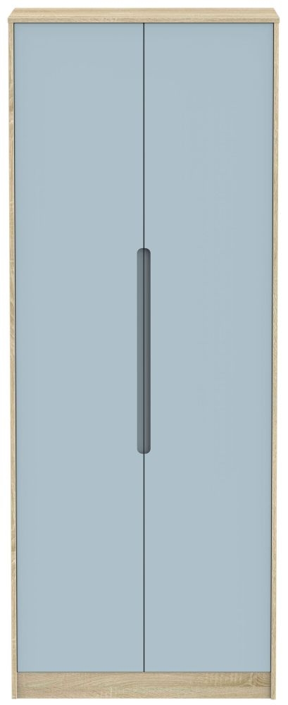 Monaco Denim and Oak Effect 2 Door Plain Tall Wardrobe