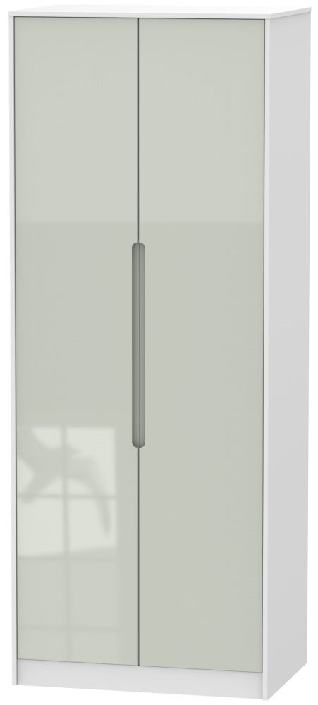 Monaco Gloss Cashmere and White 2 Door Plain Tall Wardrobe
