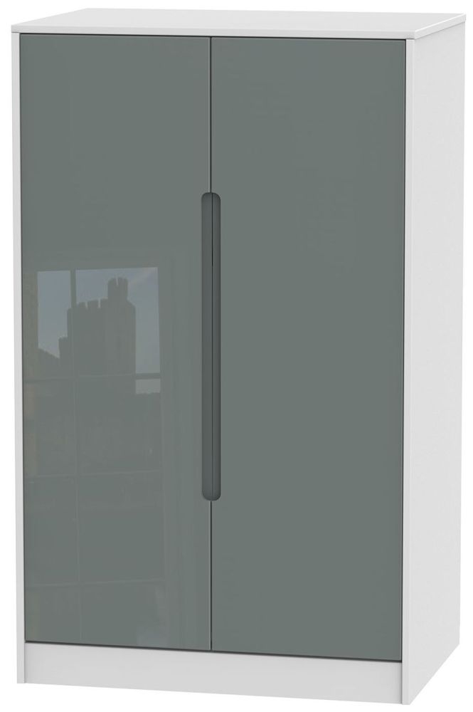 Monaco Grey Gloss and White Midi Wardrobe