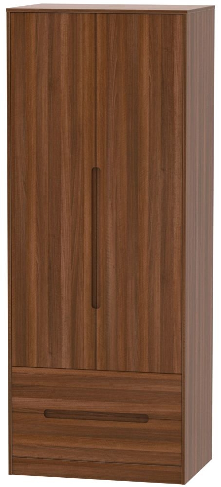 Monaco Noche Walnut 2 Door 2 Drawer Tall Wardrobe