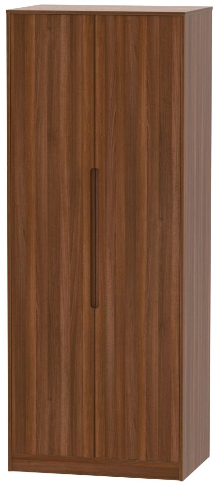 Monaco Noche Walnut 2 Door Plain Tall Wardrobe