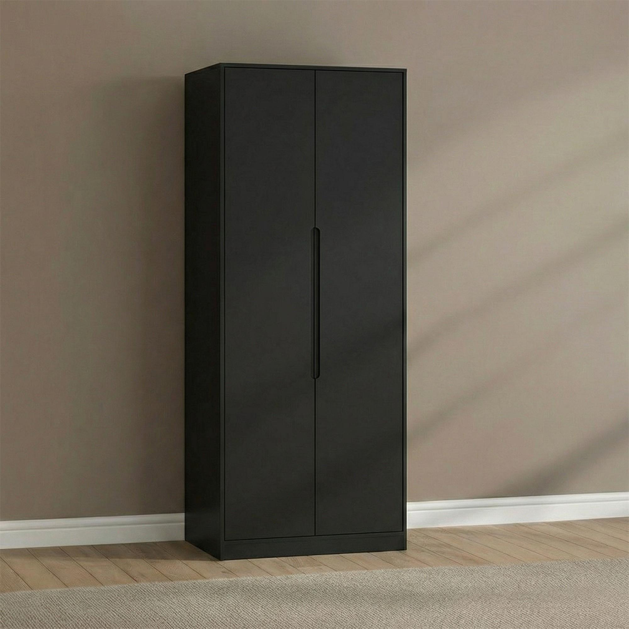 Monaco Wardrobe - 2 Door - Plain - Tall - Black