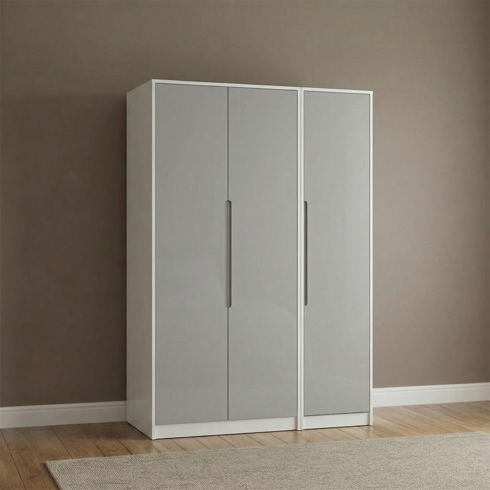 Monaco Wardrobe - 3 Door - Tall - Triple - Grey and White