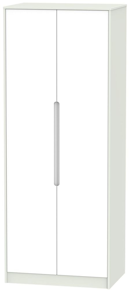 Monaco White and Cashmere 2 Door Plain Tall Wardrobe