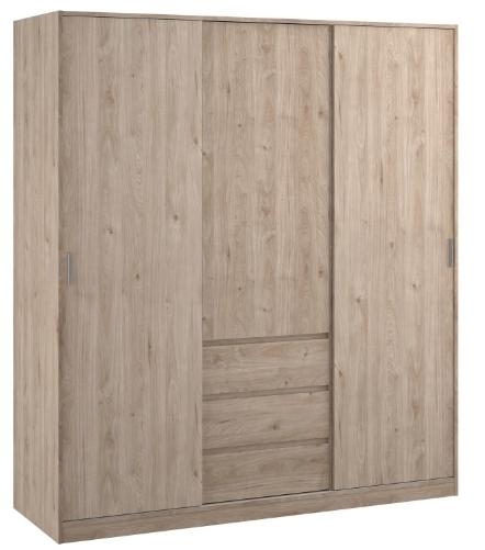 Naia Wardrobe - 3 Door - 3 Drawer - Oak