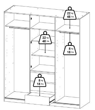 Naia Wardrobe - 3 Door - 3 Drawer - White Gloss
