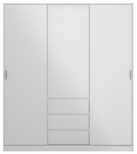 Naia White Gloss 3 Door 3 Drawer Wardrobe
