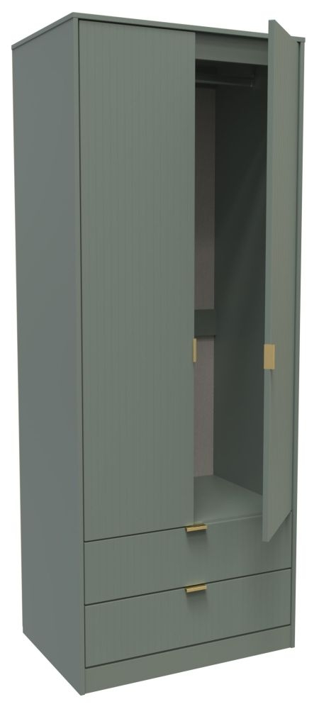 Nashville Wardrobe - 2 Door - 2 Drawer - Tall - Green