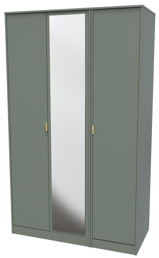 Nashville Wardrobe - 3 Door - 1 Mirror - Tall - Triple - Green