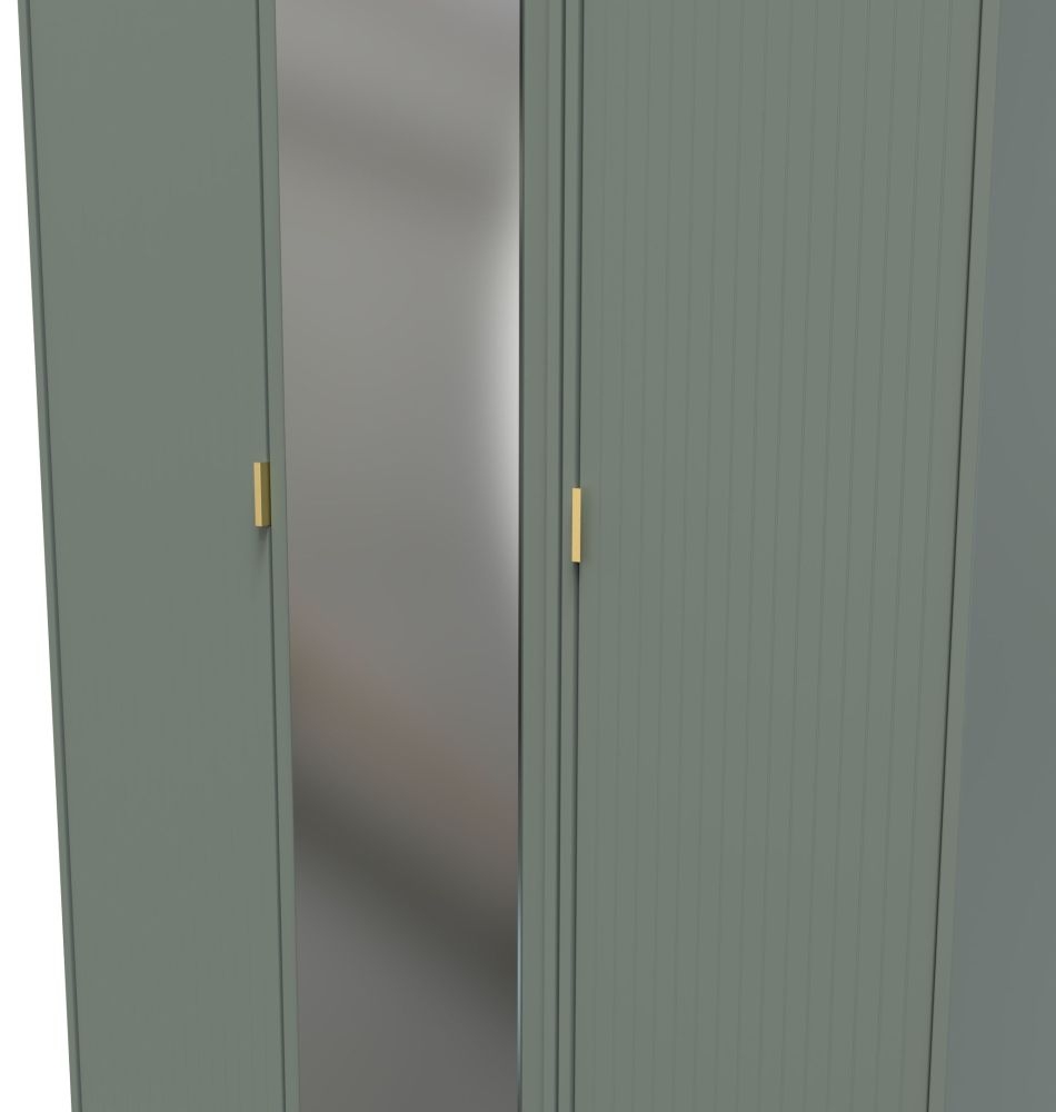 Nashville Wardrobe - 3 Door - 1 Mirror - Tall - Triple - Green