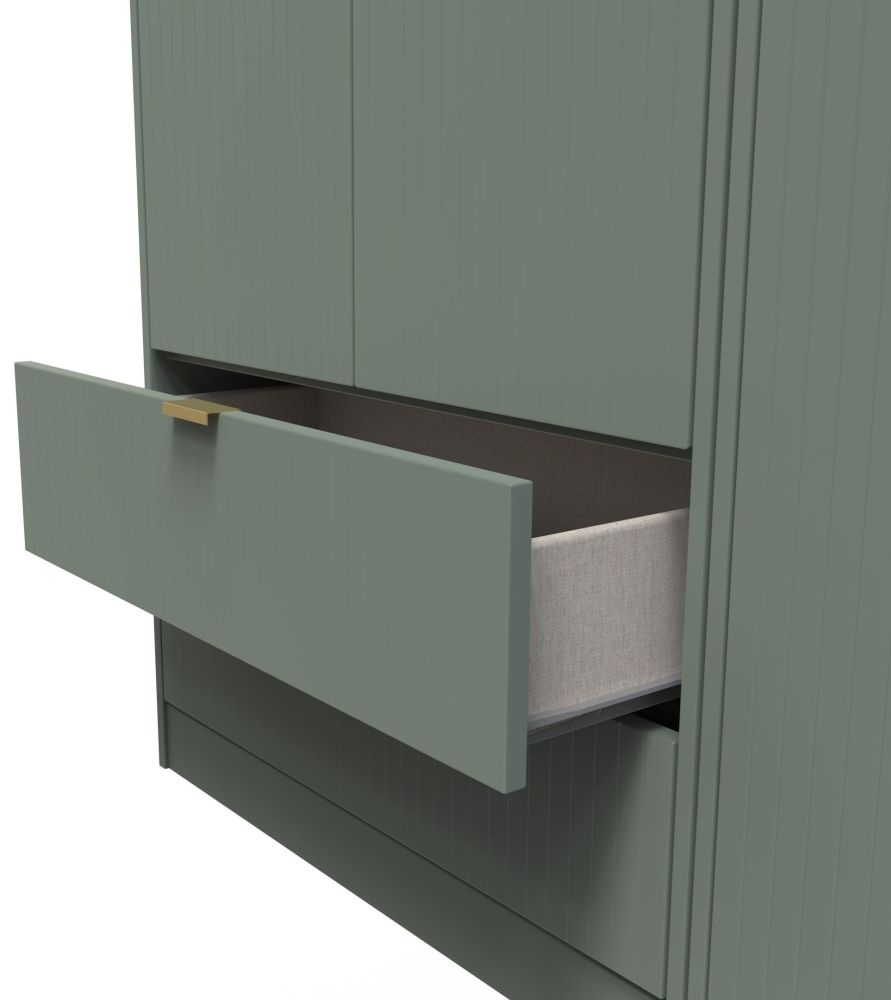 Nashville Wardrobe - 3 Door - LHF 2 Drawer - Tall - Triple - Green