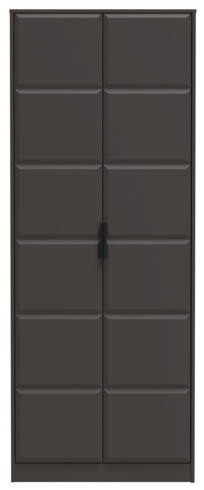 New York Graphite 2 Door Plain Tall Wardrobe