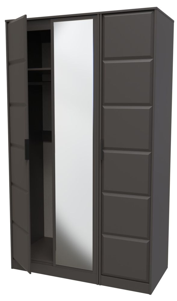 New York Wardrobe - 3 Door - 1 Mirror - Tall - Triple - Graphite