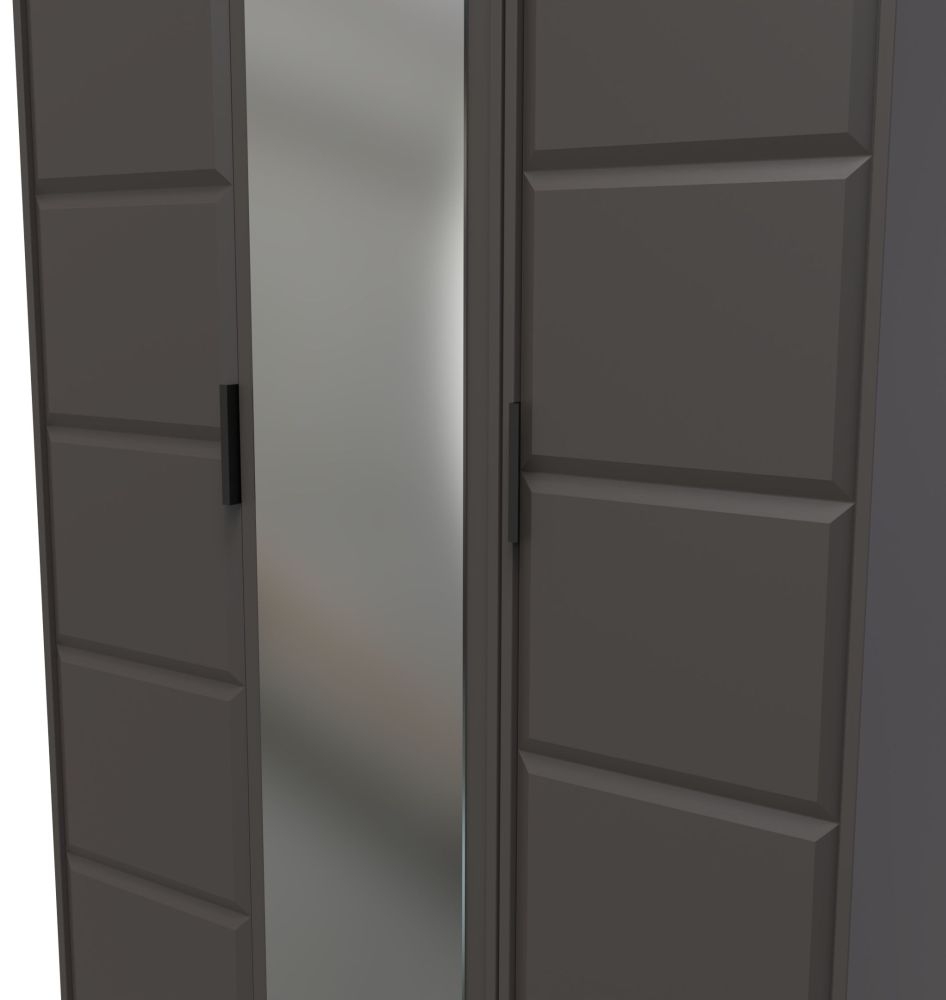 New York Wardrobe - 3 Door - 1 Mirror - Tall - Triple - Graphite