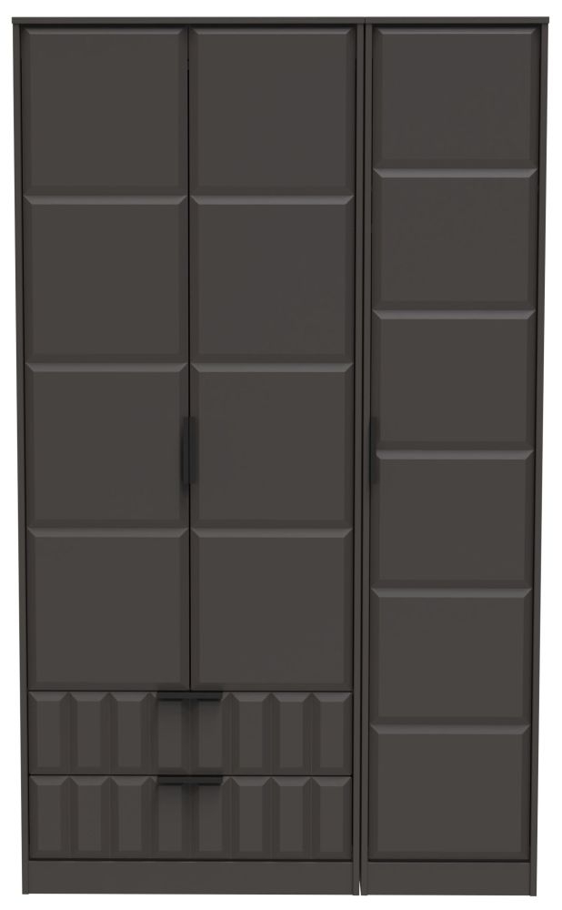 New York Graphite 3 Door Tall Triple Wardrobe - LHF 2 Drawers