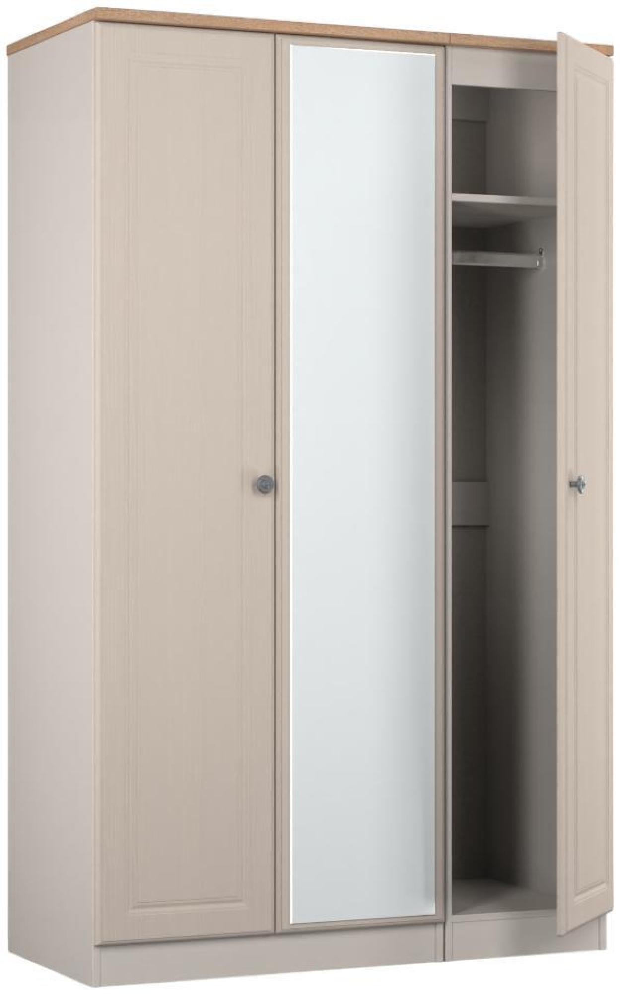 Norfolk Wardrobe - 3 Door - 1 Mirror - Triple - Cashmere and Oak