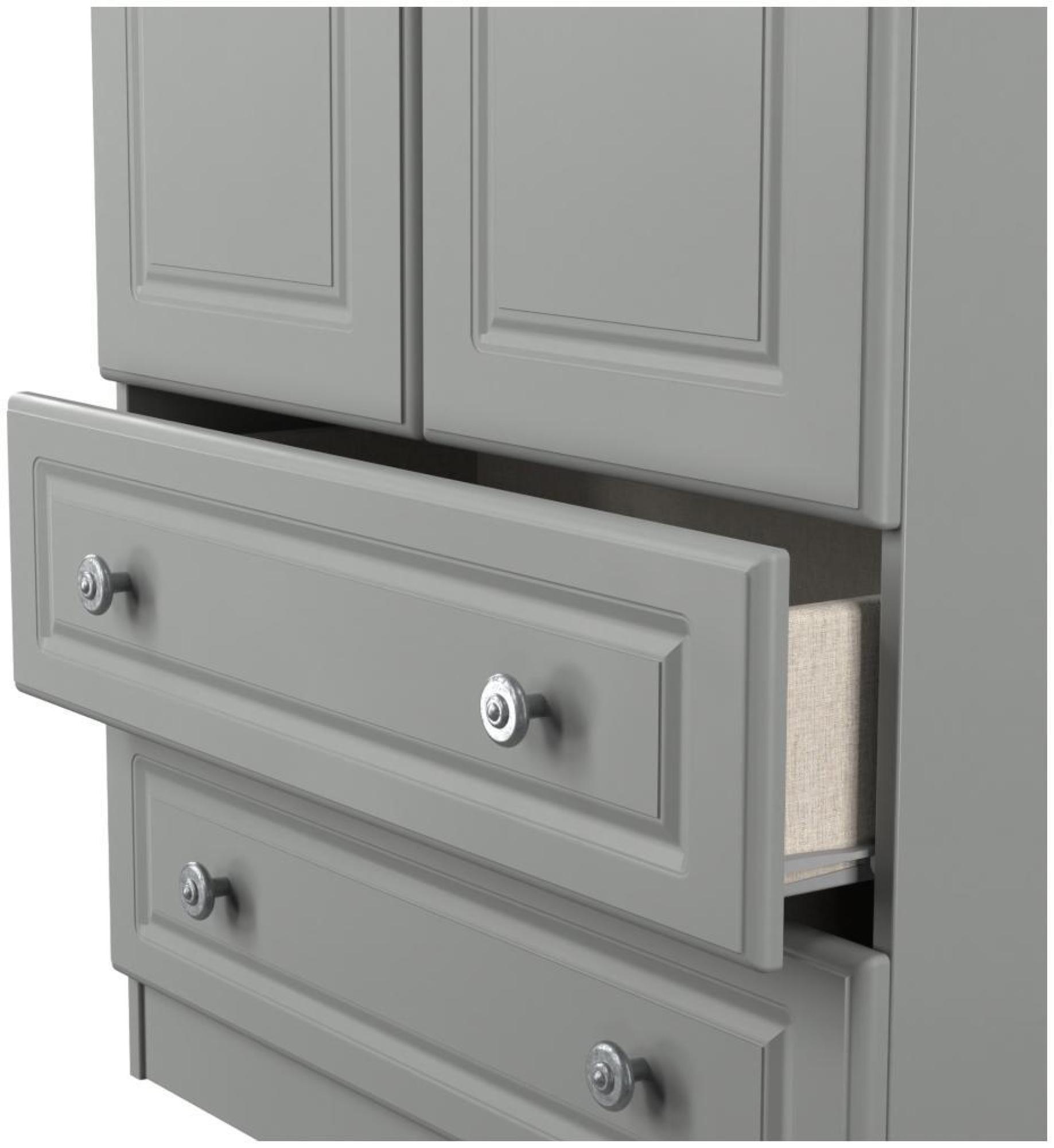 Norfolk Wardrobe - 2 Door - 2 Drawer - Double - Grey and Oak