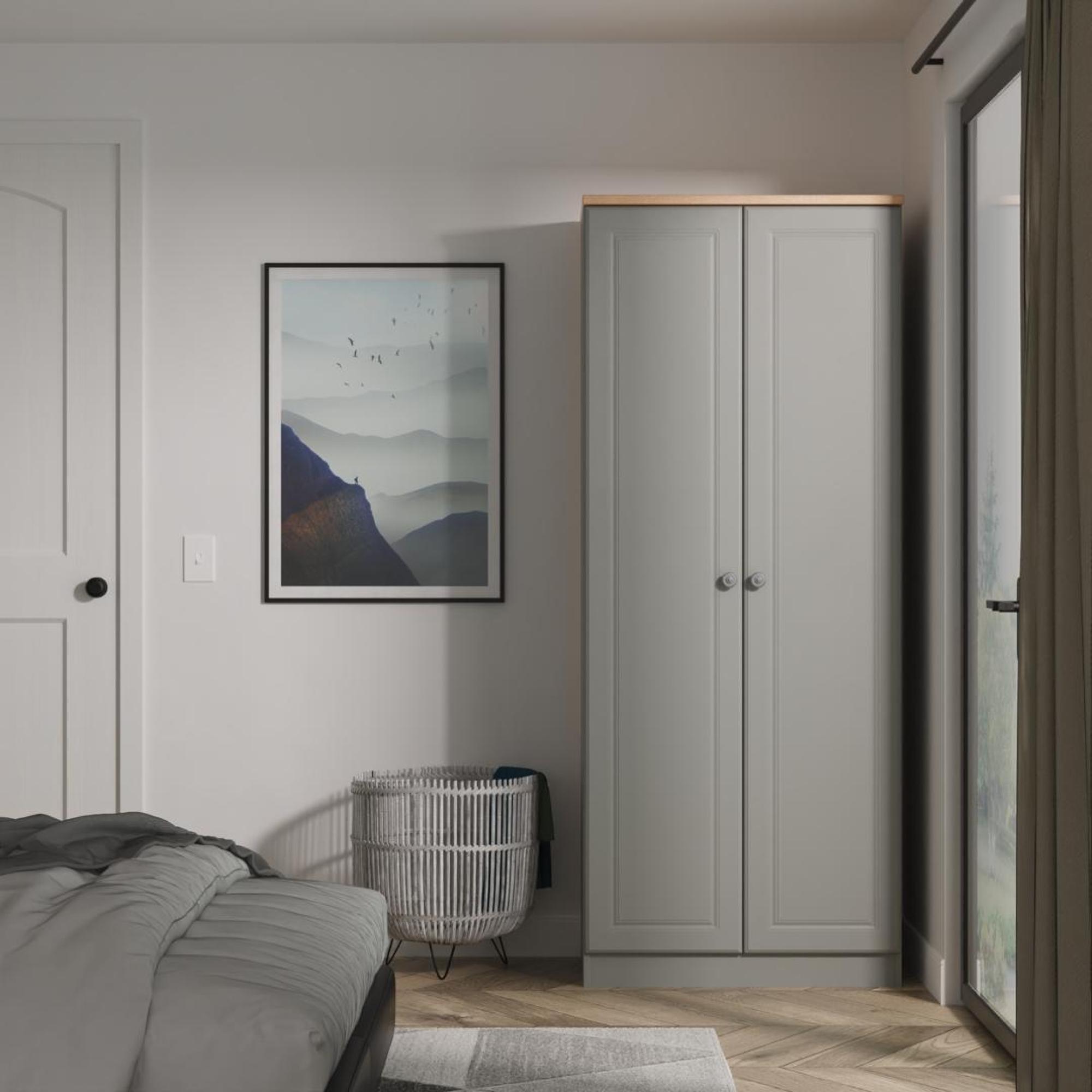 Norfolk Wardrobe - 2 Door - Plain - Grey and Oak