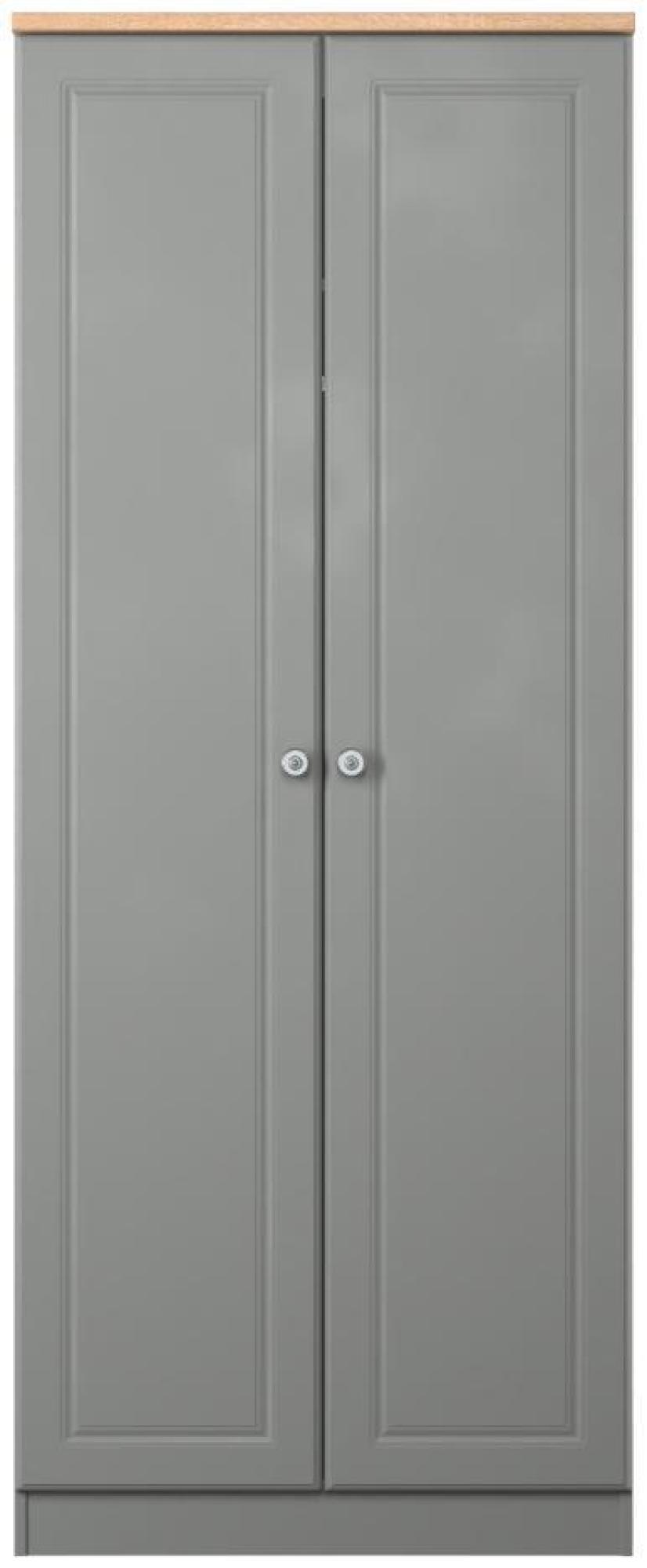Norfolk Grey and Oak Effect 2 Door Plain Wardrobe
