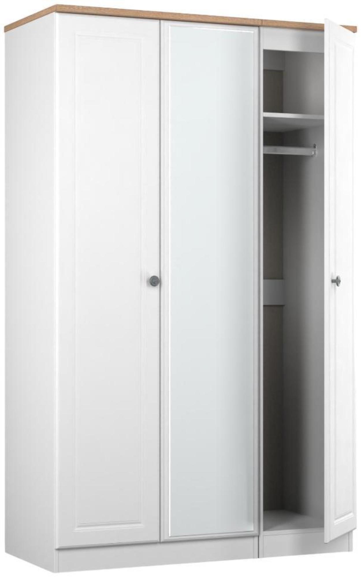 Norfolk Wardrobe - 3 Door - 1 Mirror - Triple - White and Oak