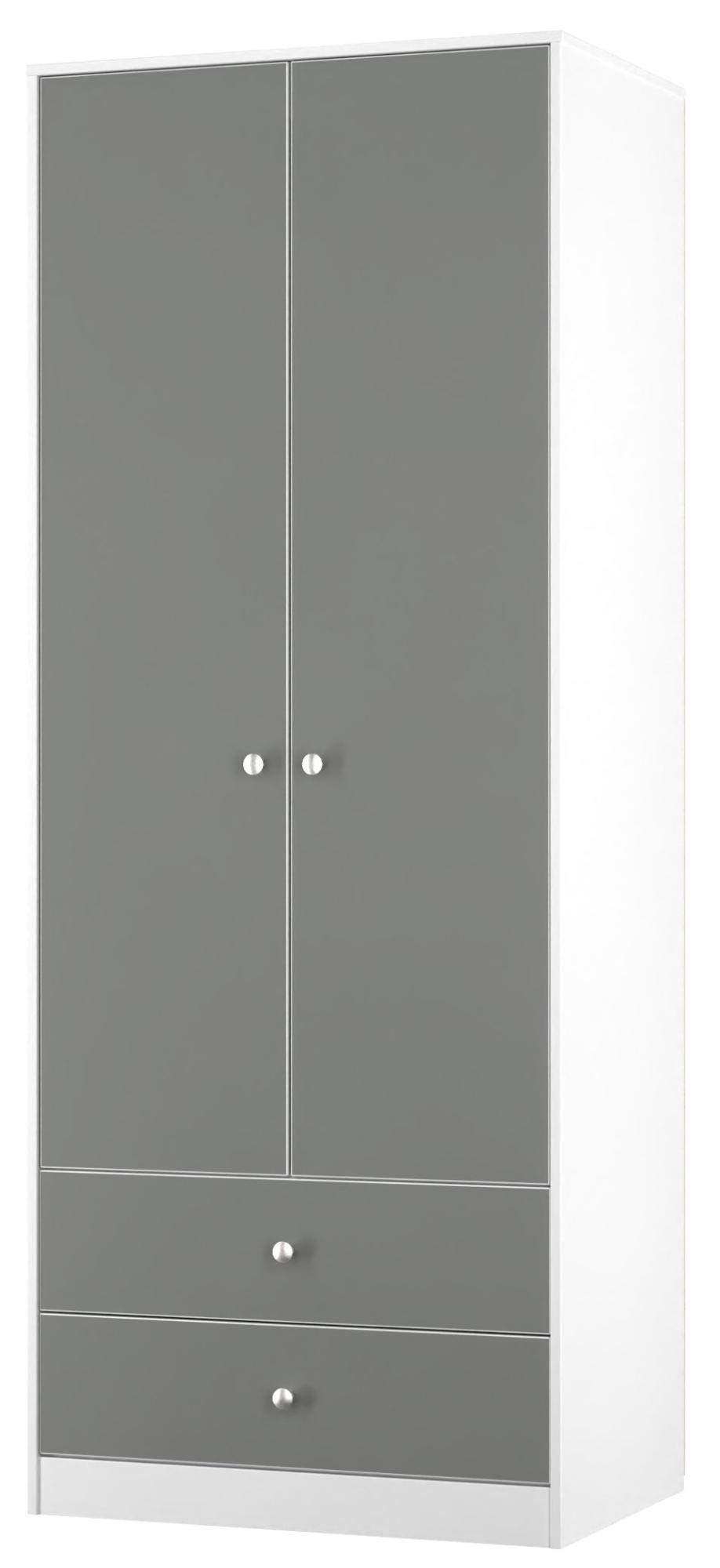 Padstow Wardrobe - 2 Door - 2 Drawer - Tall - Grey and White